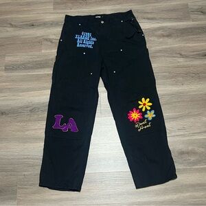 Culture Kings XLarge Men's 34 Pants Daisy Double Knee Work Pants Black Cargo